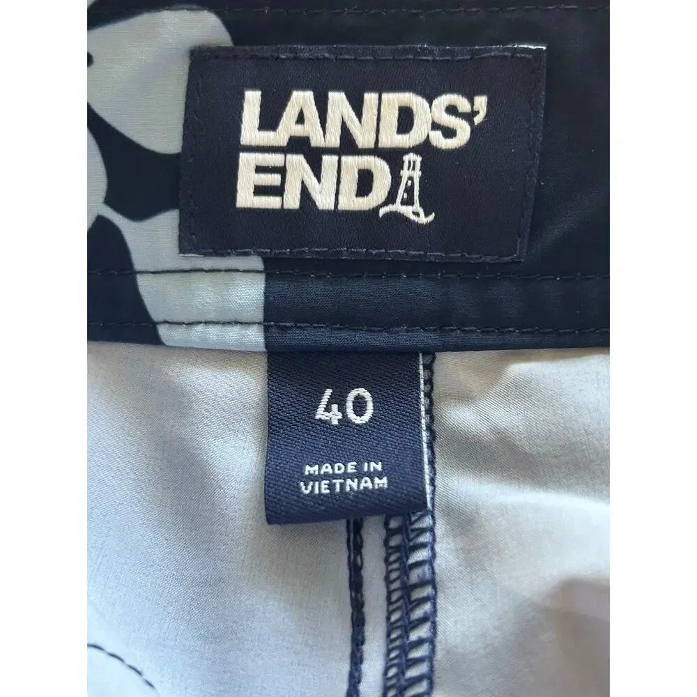 Lands End floral blue board shorts Beachy resort cruise size 40